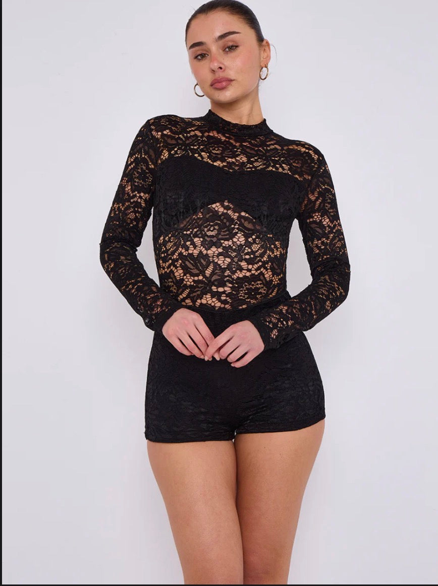 Black lace one piece