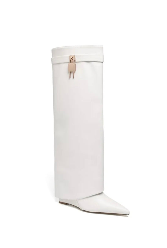 White fold over boots
